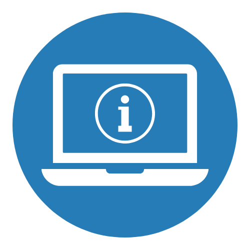 Icon of a laptop with an "I" in the screen depicting information